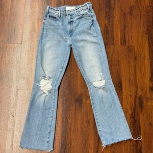 MOTHER The Hustler Ankle Fray Jeans Size 26 Light Wash